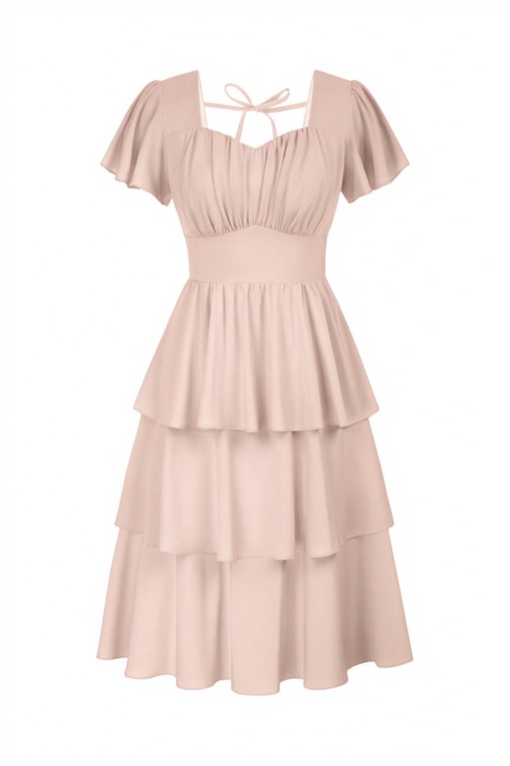 A-Line Knee Length Forged Chiffon Graduation Dresses CS0554 - COCOMELODY