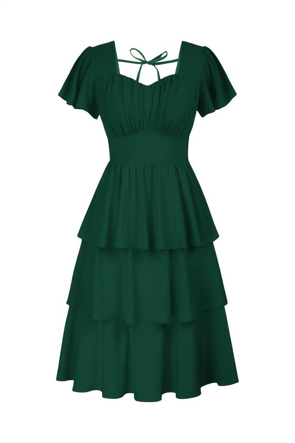 A-Line Knee Length Forged Chiffon Graduation Dresses COCOMELODY CS0554, Hunter Green A-Line Knee Length Forged Chiffon Graduation Dresses COCOMELODY CS0554, Hunter Green