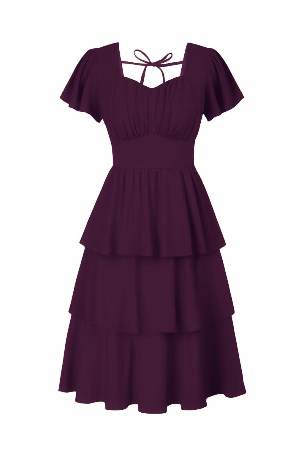 A-Line Knee Length Forged Chiffon Graduation Dresses CS0554 - COCOMELODY