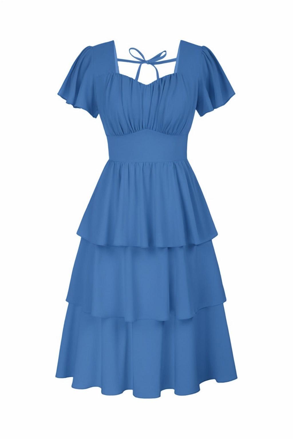 A-Line Knee Length Forged Chiffon Graduation Dresses CS0554 - COCOMELODY