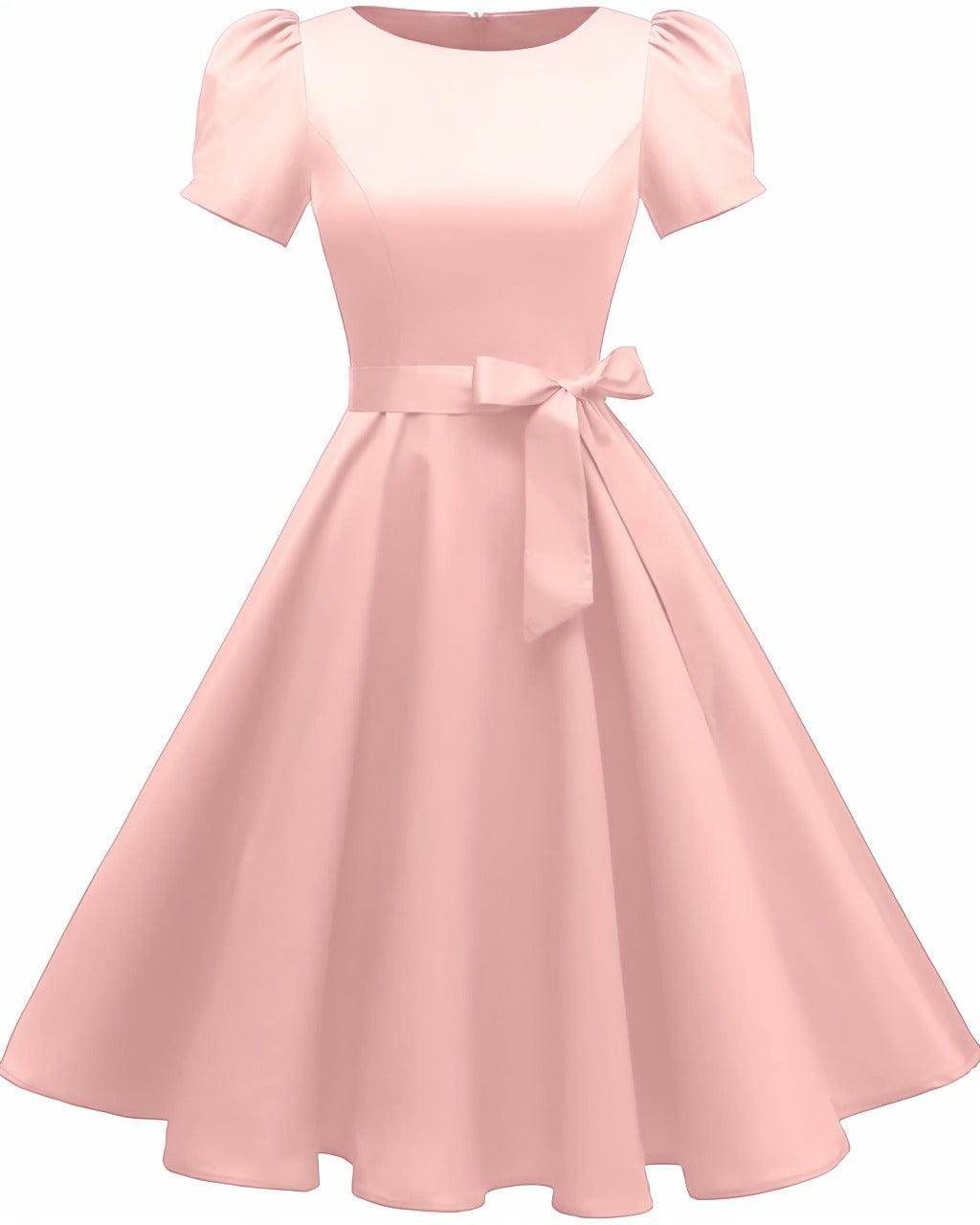 A-Line Knee Length Satin Graduation Dresses COCOMELODY CS0555, Pale Pink A-Line Knee Length Satin Graduation Dresses COCOMELODY CS0555, Pale Pink
