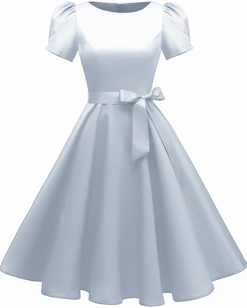 A-Line Knee Length Satin Graduation Dresses CS0555 - COCOMELODY