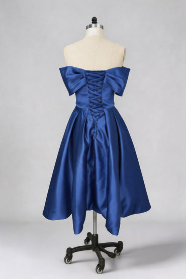 A-Line Tea Length Satin Graduation Dresses CS0556