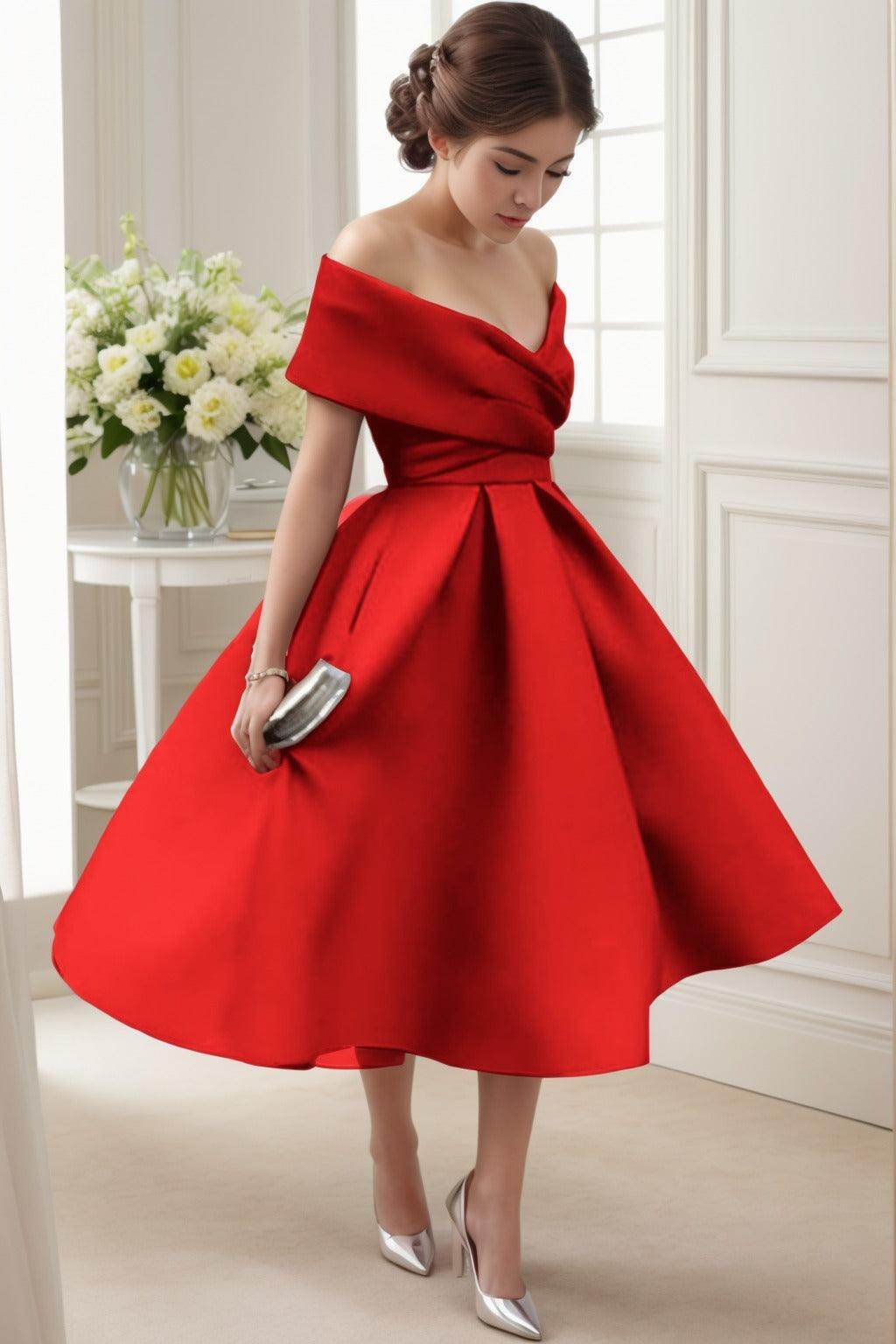 A-Line Tea Length Satin Graduation Dresses COCOMELODY CS0556, Princess Blue A-Line Tea Length Satin Graduation Dresses COCOMELODY CS0556, Princess Blue
