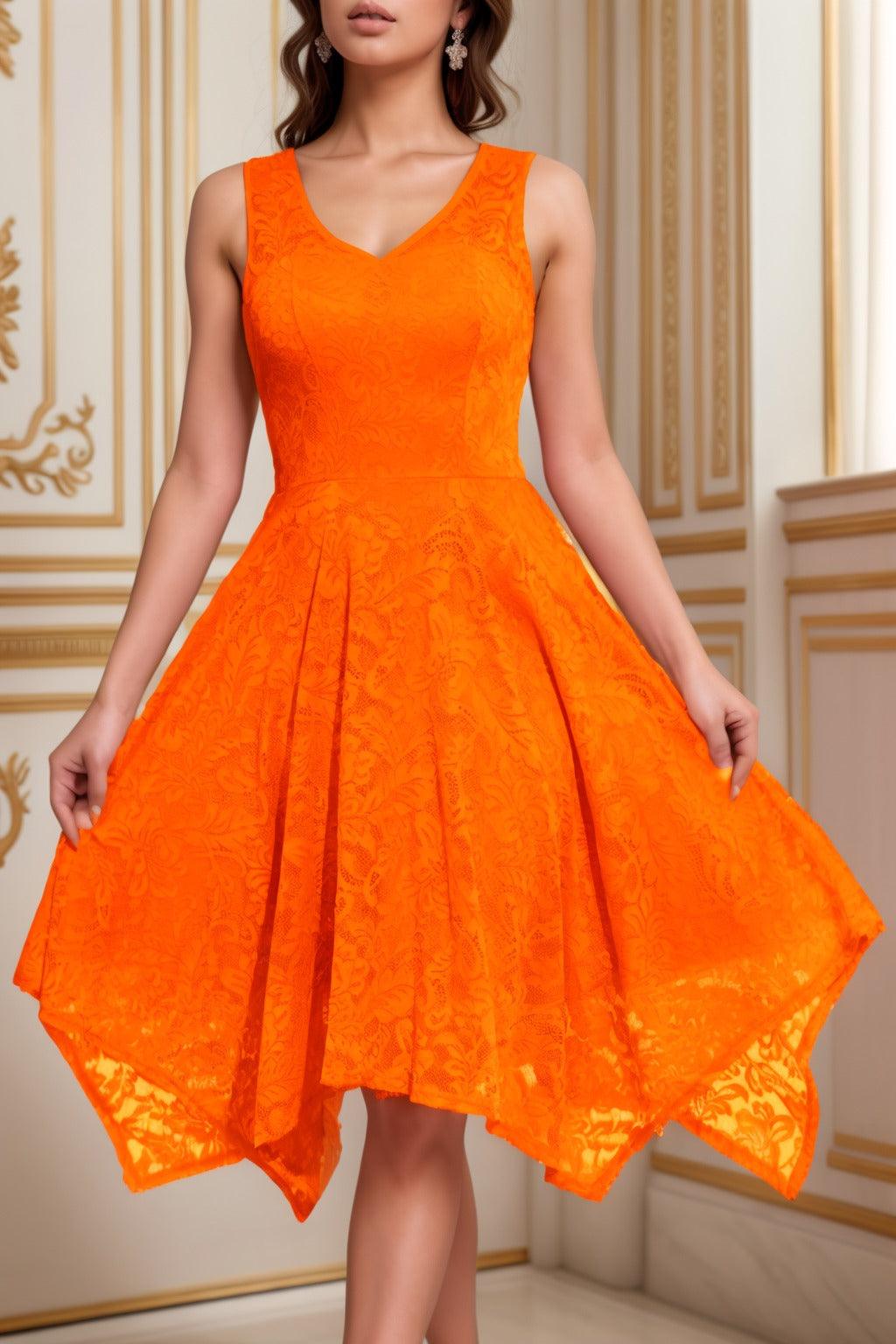 A-Line Tea Length Silk-Like Graduation Dresses CS0558 - COCOMELODY