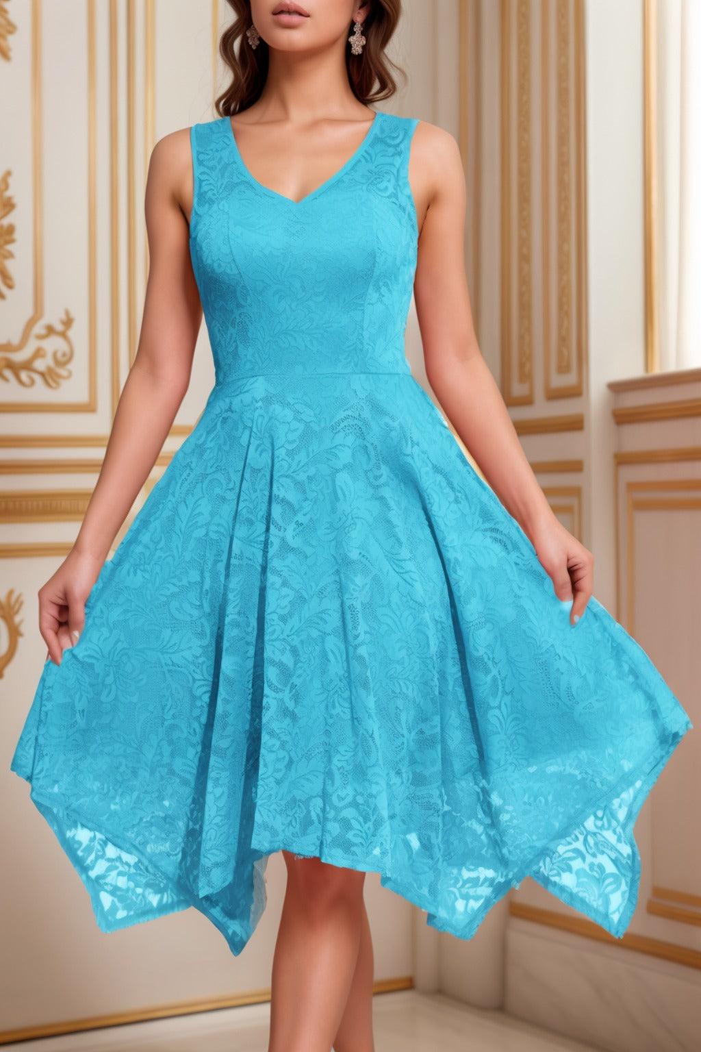 A-Line Tea Length Silk-Like Graduation Dresses CS0558 - COCOMELODY
