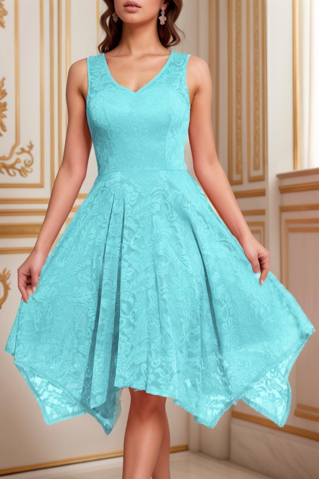 A-Line Tea Length Silk-Like Graduation Dresses CS0558 - COCOMELODY