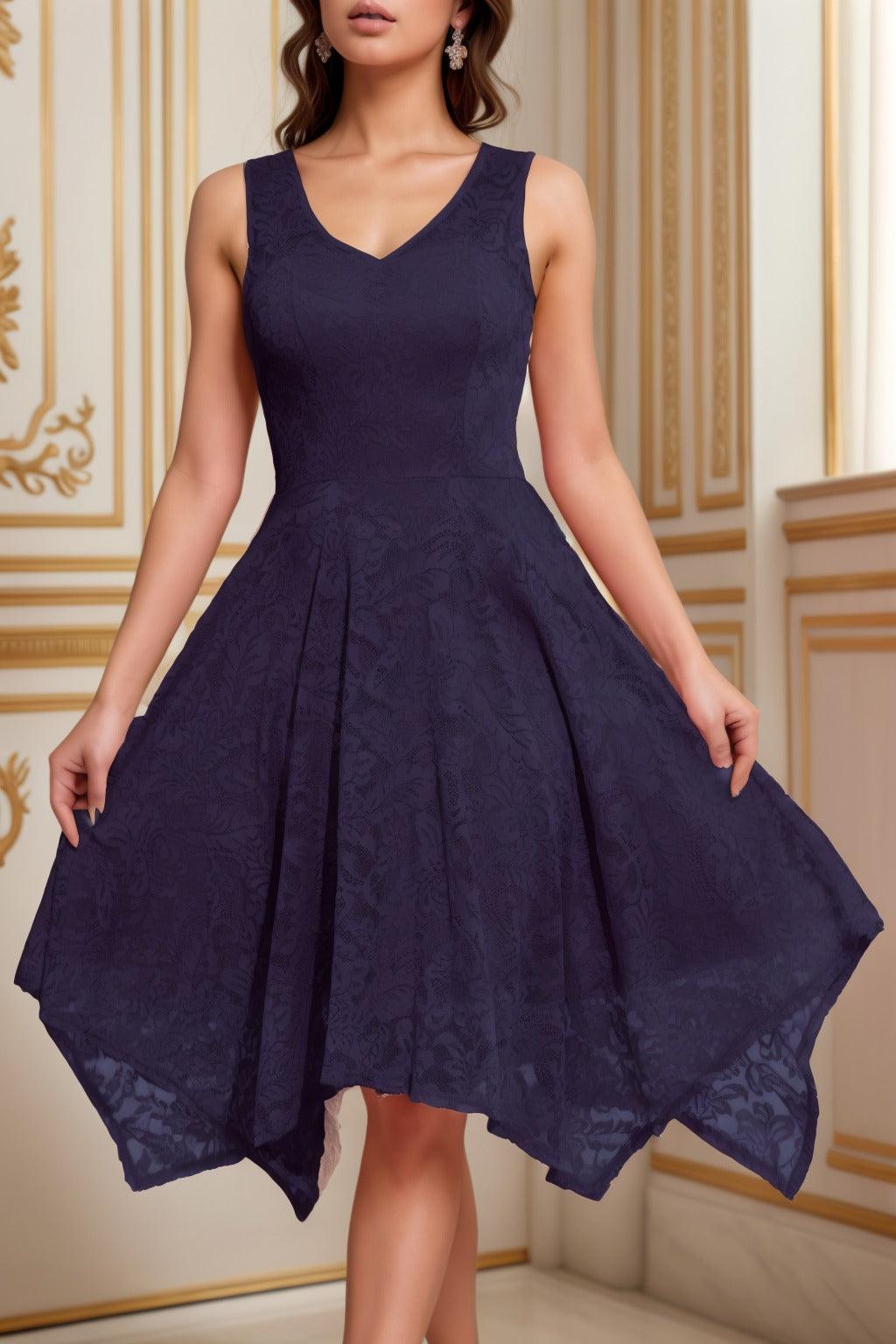 A-Line Tea Length Silk-Like Graduation Dresses CS0558 - COCOMELODY