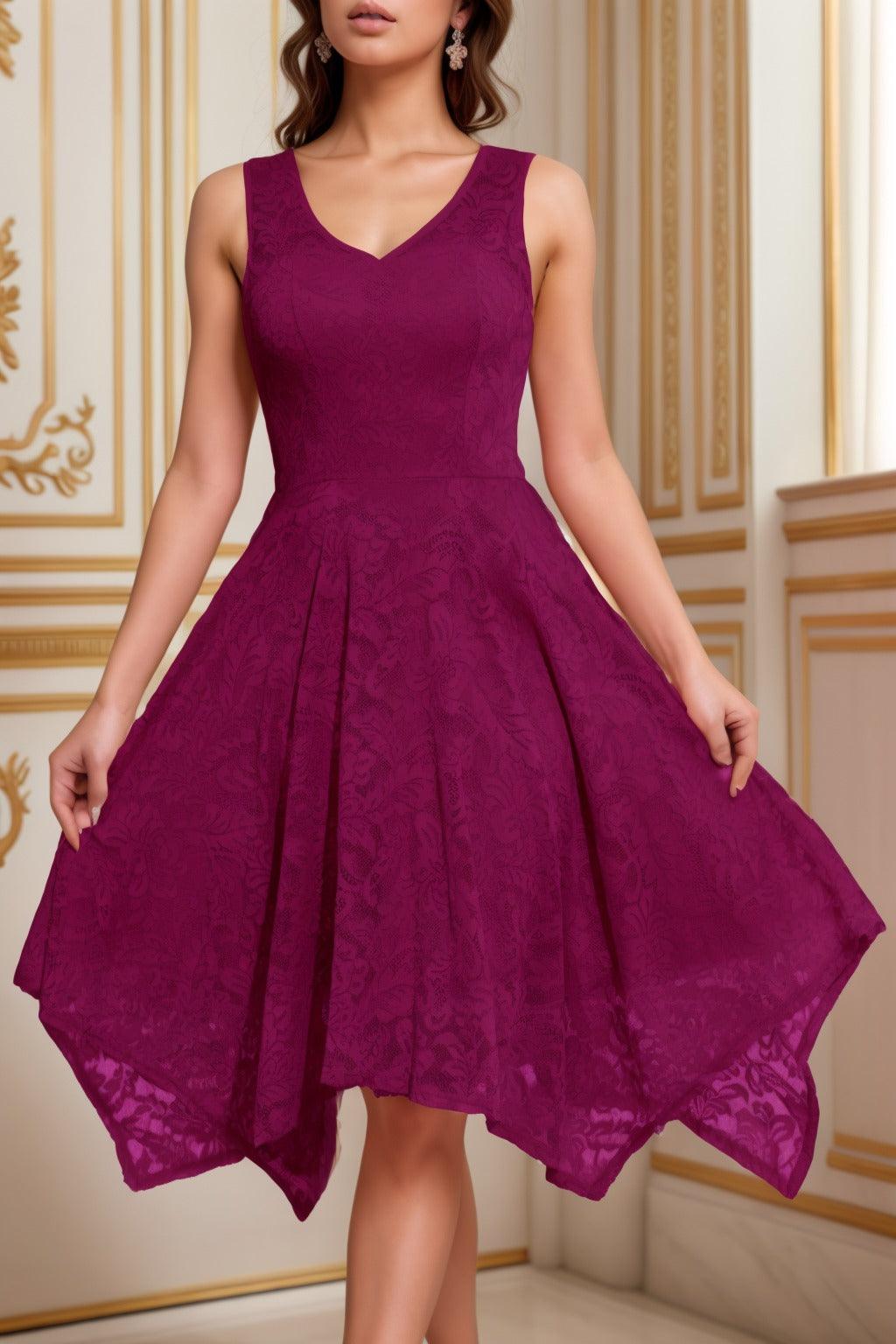 A-Line Tea Length Silk-Like Graduation Dresses CS0558 - COCOMELODY