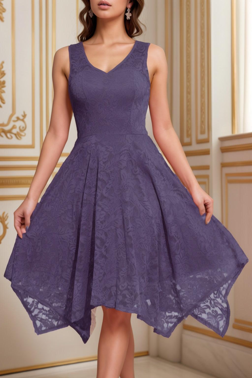 A-Line Tea Length Silk-Like Graduation Dresses CS0558 - COCOMELODY
