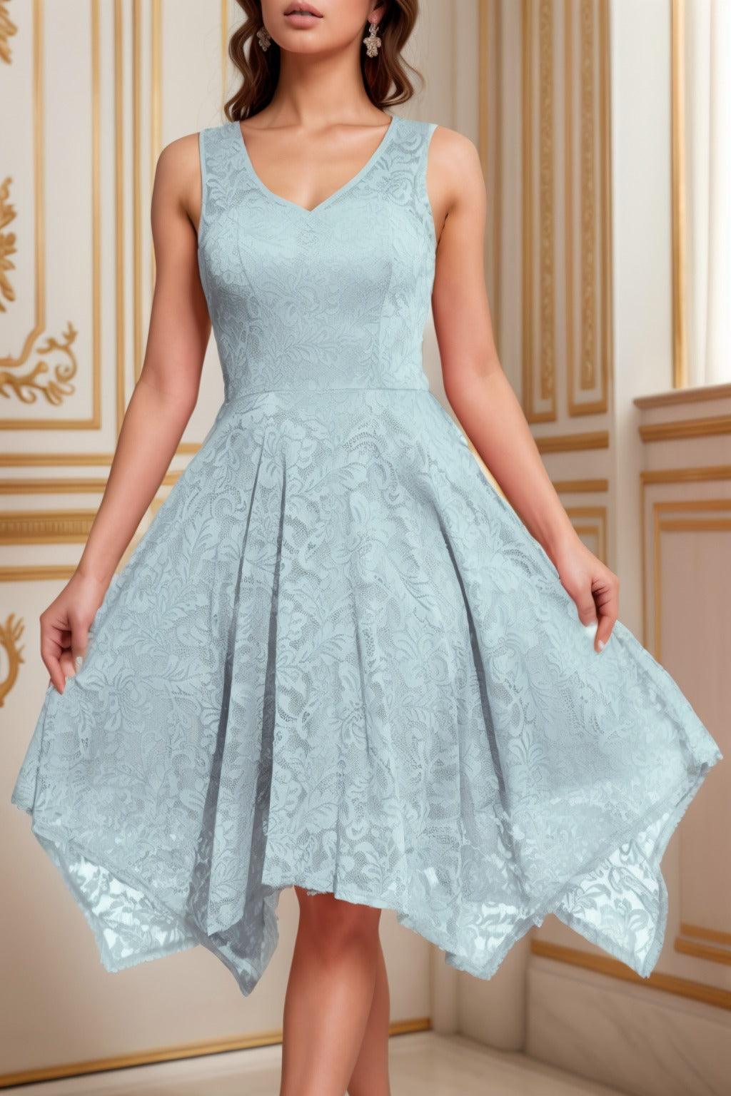 A-Line Tea Length Silk-Like Graduation Dresses CS0558 - COCOMELODY
