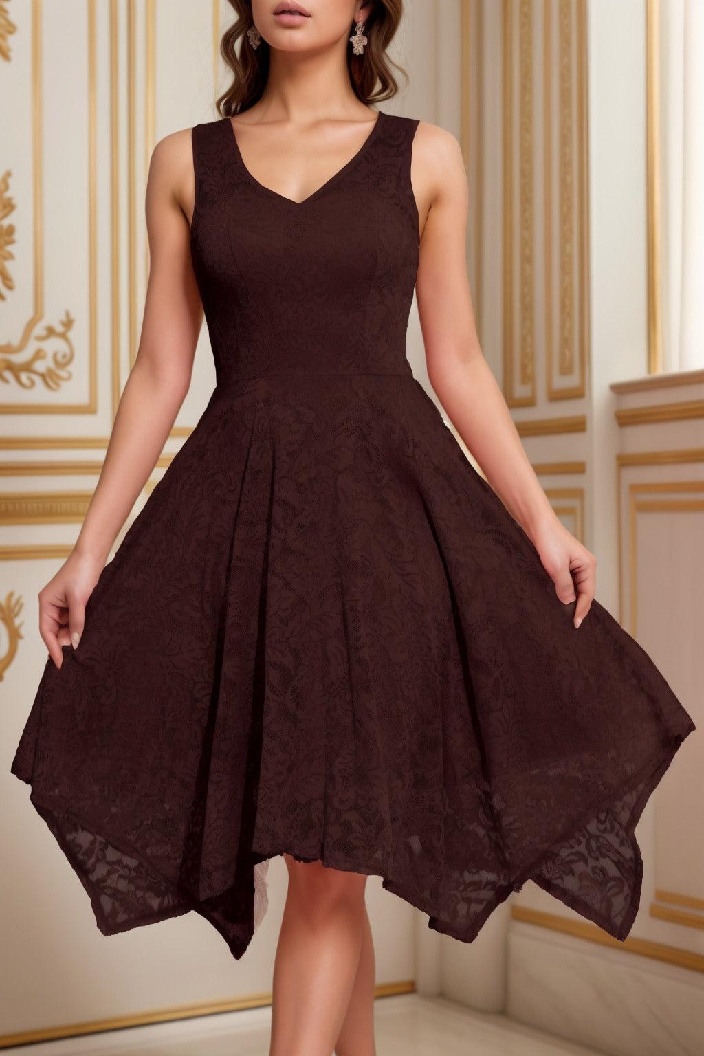 A-Line Tea Length Silk-Like Graduation Dresses CS0558 - COCOMELODY