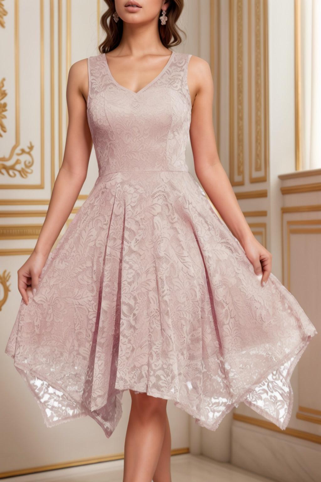 A-Line Tea Length Silk-Like Graduation Dresses CS0558 - COCOMELODY
