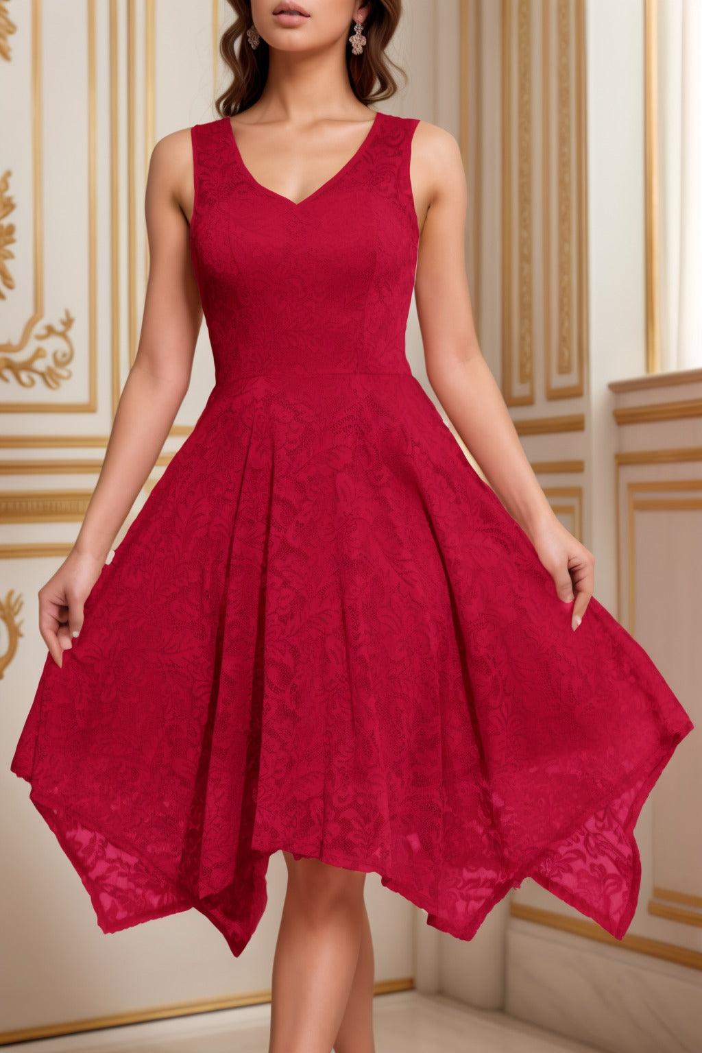 A-Line Tea Length Silk-Like Graduation Dresses CS0558 - COCOMELODY