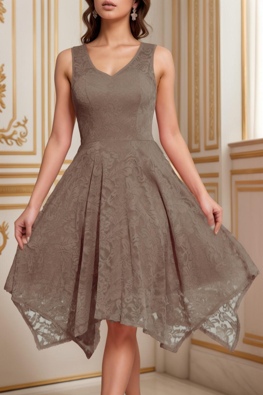 A-Line Tea Length Silk-Like Graduation Dresses CS0558 - COCOMELODY