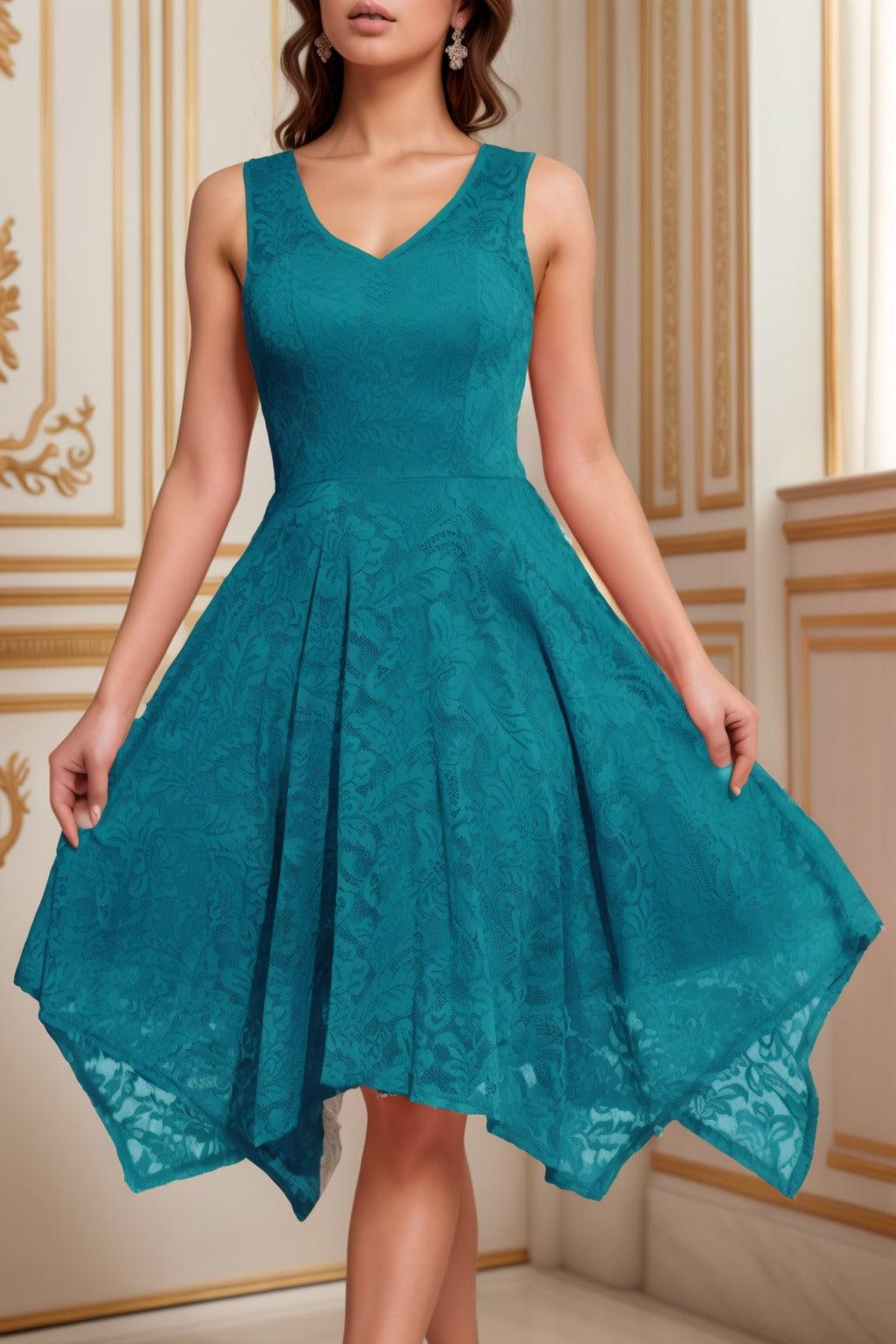 A-Line Tea Length Silk-Like Graduation Dresses CS0558 - COCOMELODY