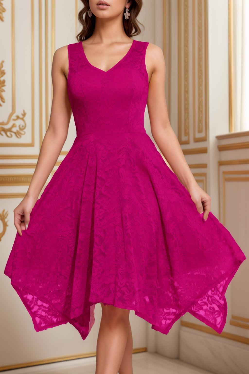 A-Line Tea Length Silk-Like Graduation Dresses CS0558 - COCOMELODY