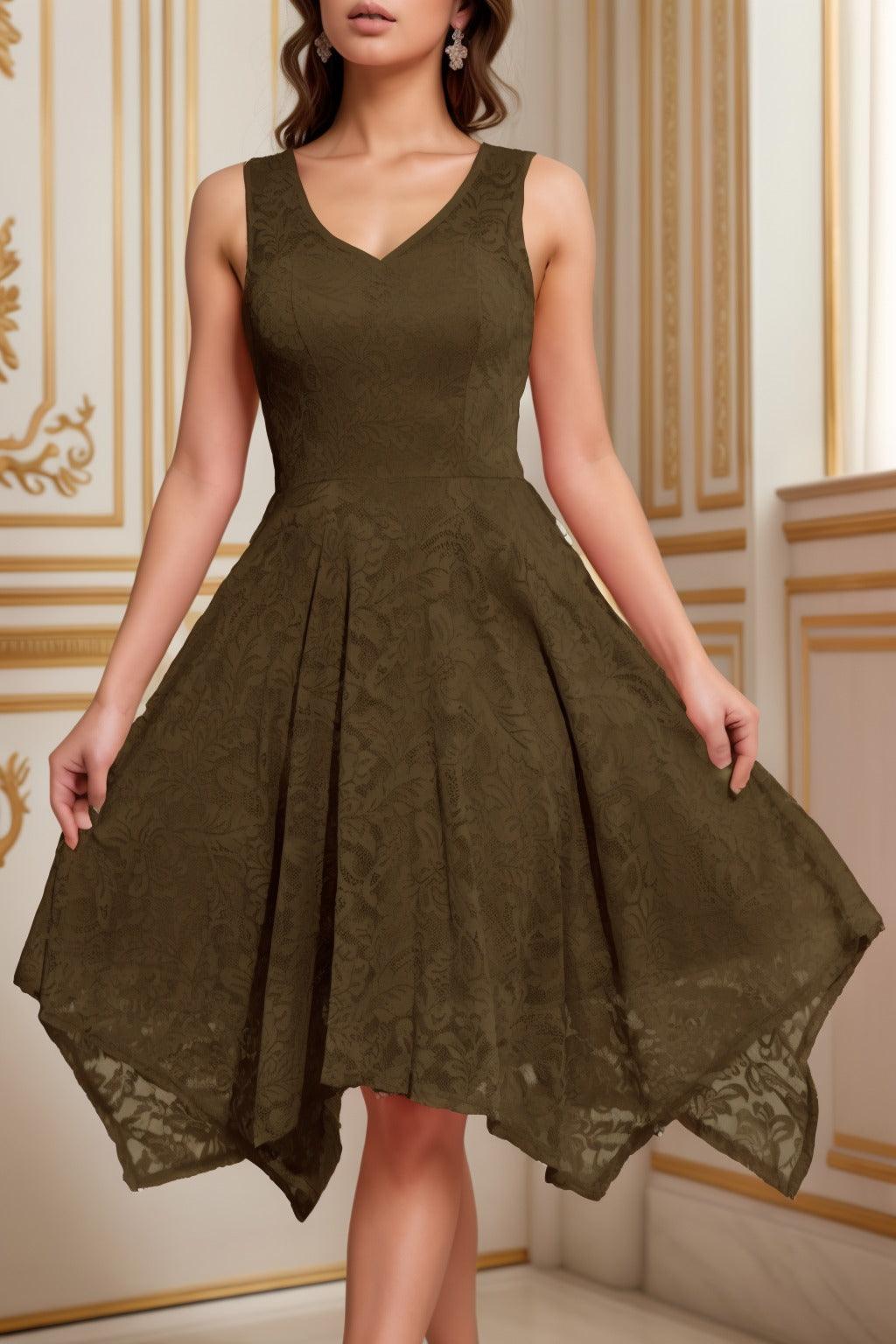 A-Line Tea Length Silk-Like Graduation Dresses CS0558 - COCOMELODY