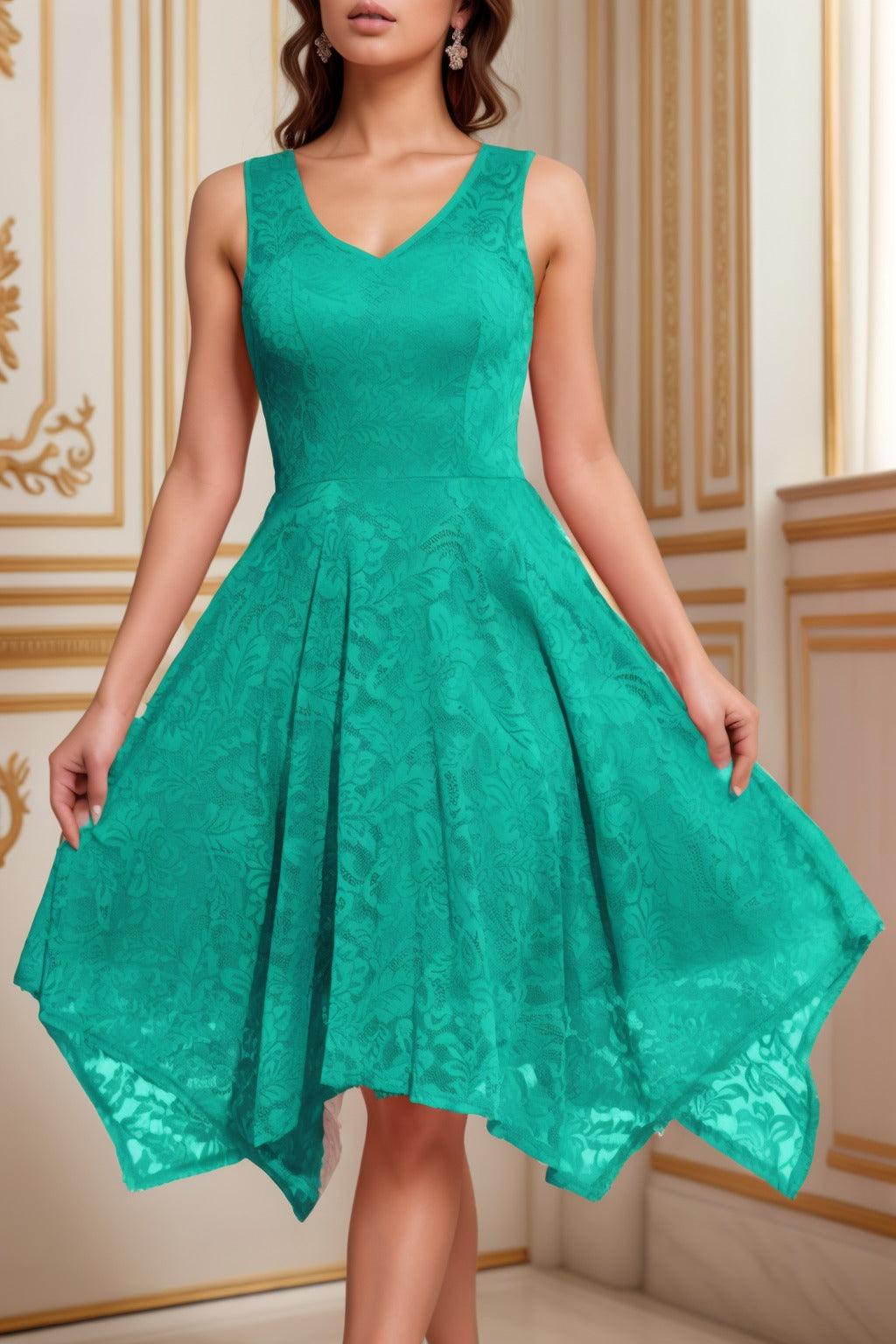 A-Line Tea Length Silk-Like Graduation Dresses CS0558 - COCOMELODY