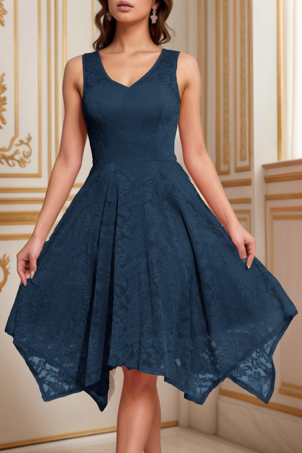 A-Line Tea Length Silk-Like Graduation Dresses CS0558 - COCOMELODY