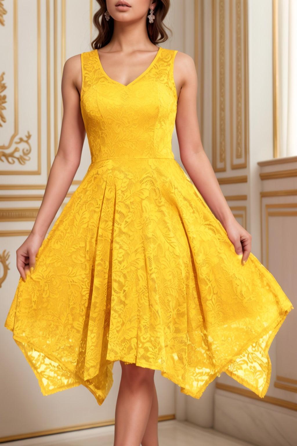 A-Line Tea Length Silk-Like Graduation Dresses CS0558 - COCOMELODY