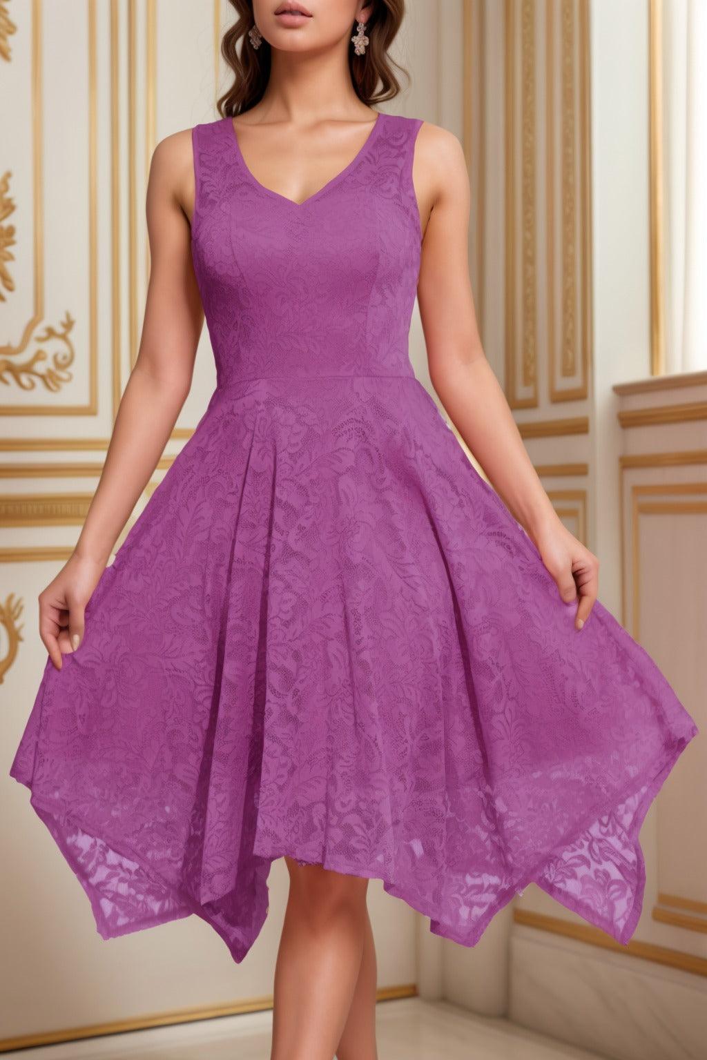 A-Line Tea Length Silk-Like Graduation Dresses CS0558 - COCOMELODY