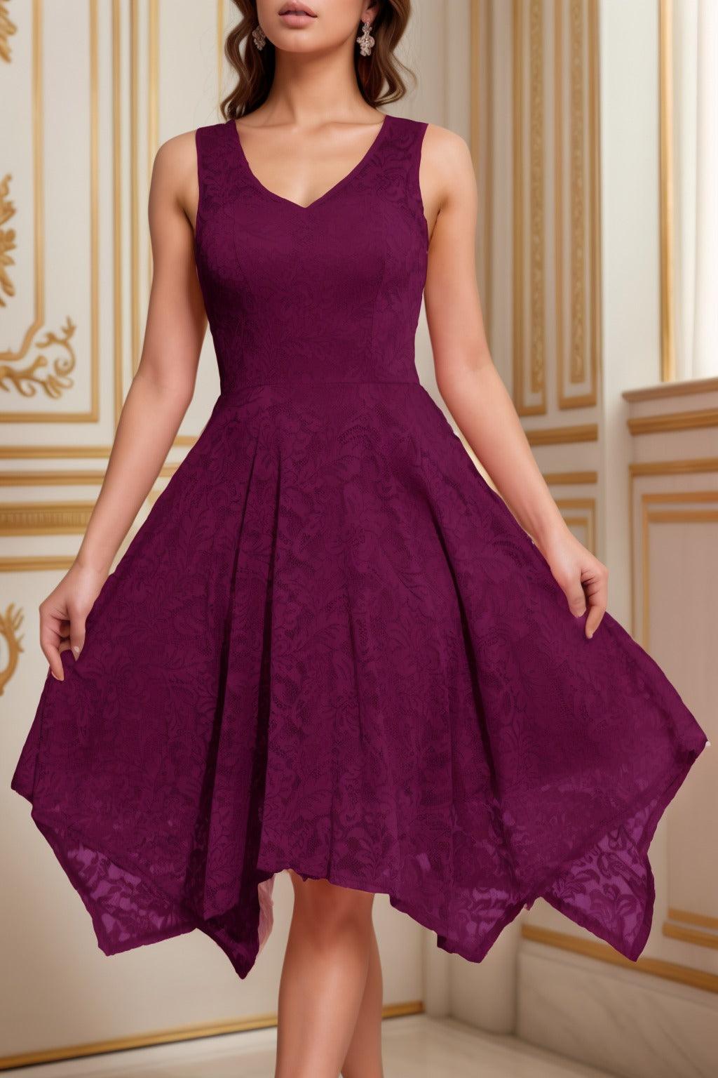 A-Line Tea Length Silk-Like Graduation Dresses CS0558 - COCOMELODY