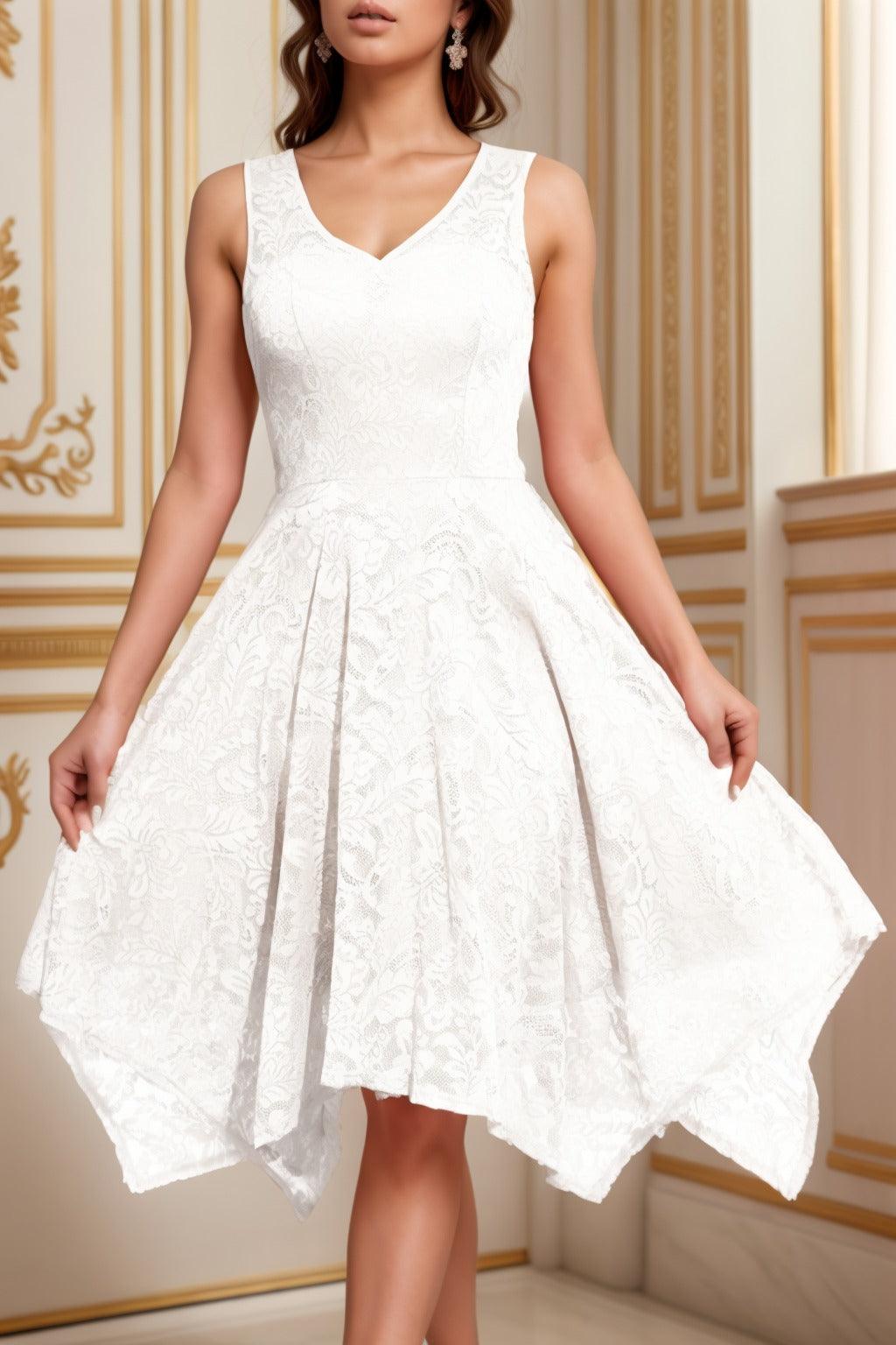 A-Line Tea Length Silk-Like Graduation Dresses CS0558 - COCOMELODY
