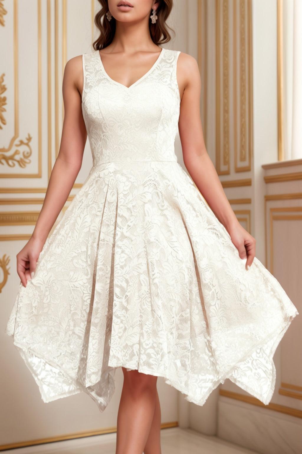 A-Line Tea Length Silk-Like Graduation Dresses CS0558 - COCOMELODY