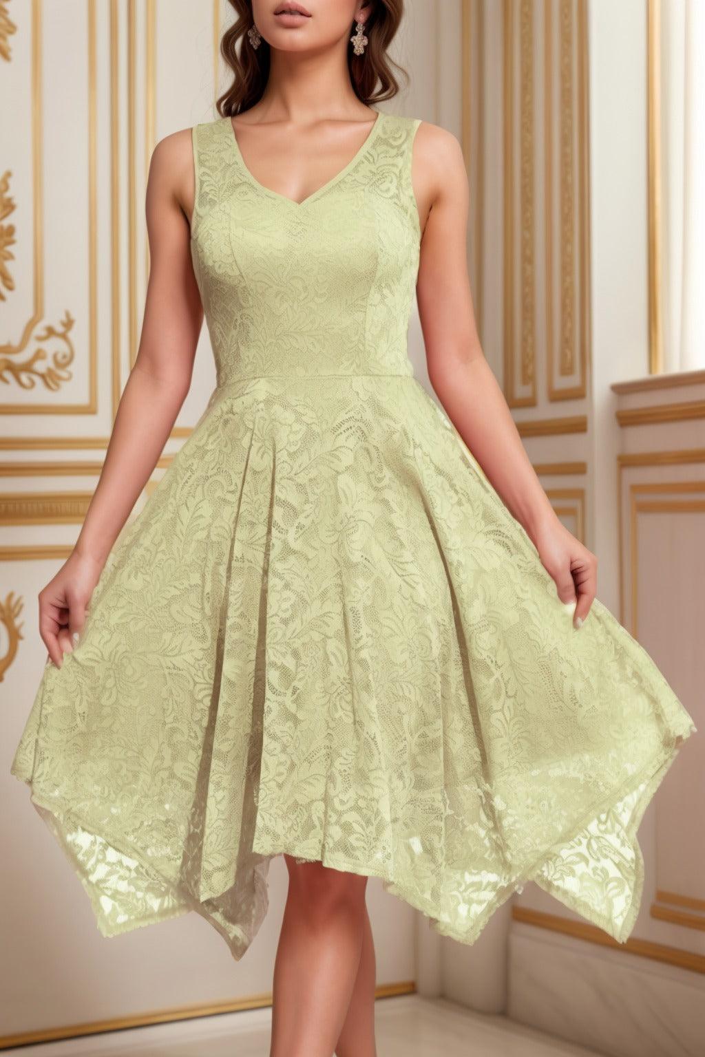 A-Line Tea Length Silk-Like Graduation Dresses CS0558 - COCOMELODY