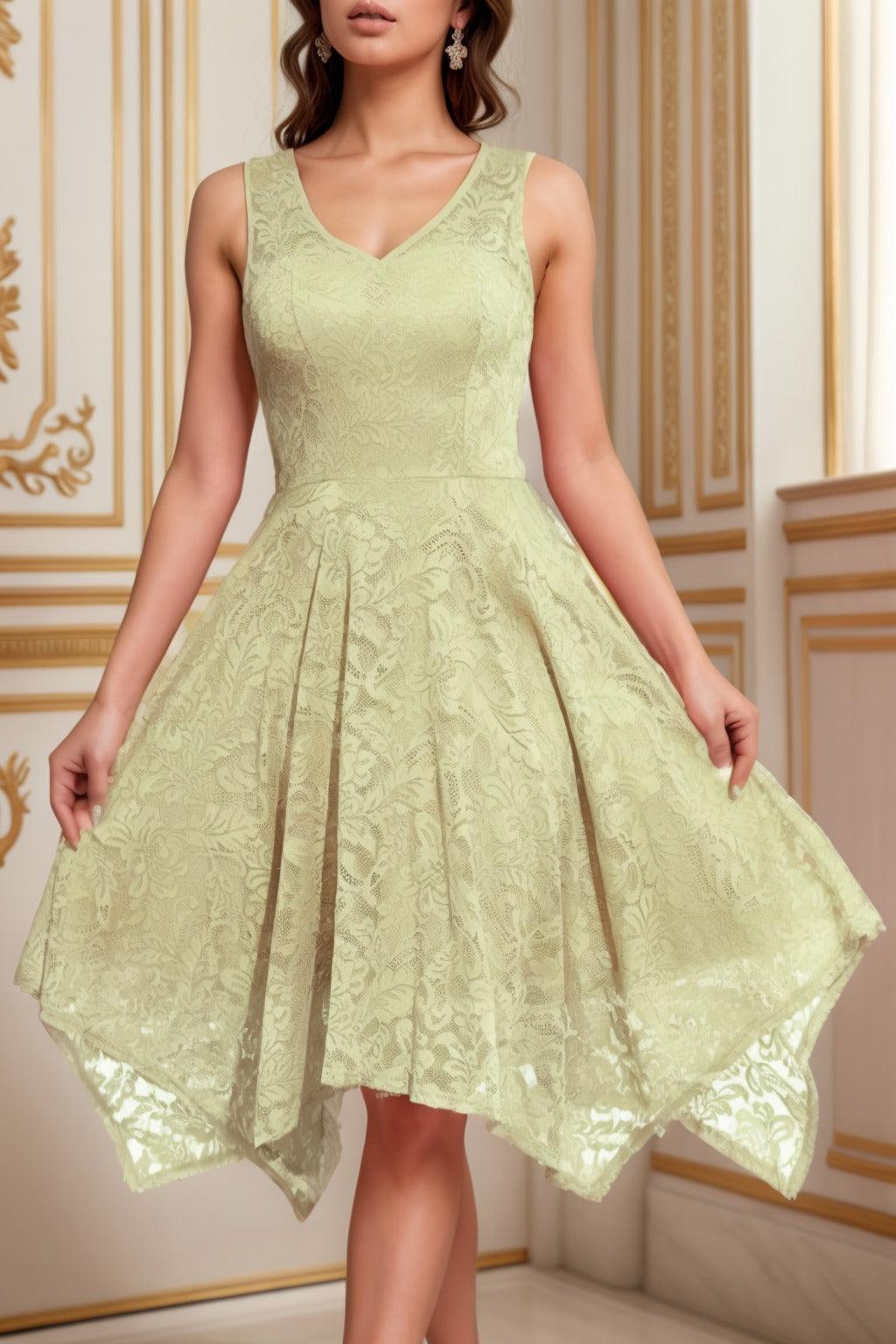 A-Line Tea Length Silk-Like Graduation Dresses CS0558 - COCOMELODY