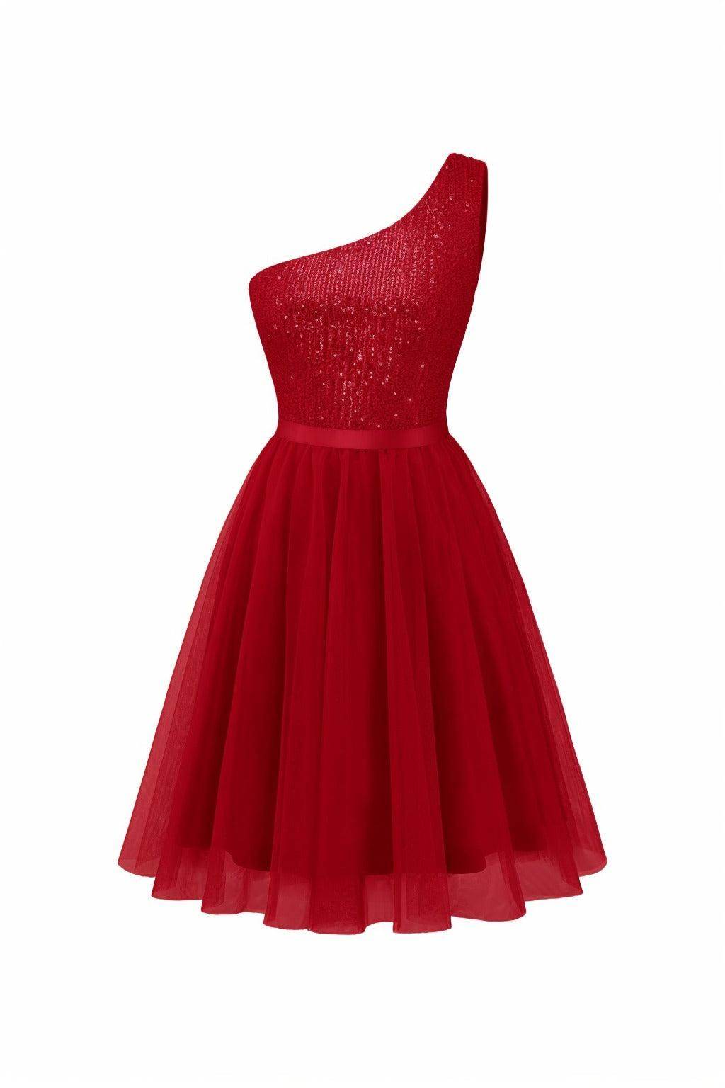 A-Line Knee Length Sequined Graduation Dresses COCOMELODY CS0561, Burgundy A-Line Knee Length Sequined Graduation Dresses COCOMELODY CS0561, Burgundy