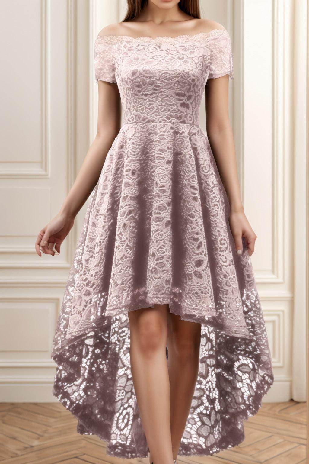 A-Line High-Low Silk-Like Graduation Dresses COCOMELODY CS0562, White A-Line High-Low Silk-Like Graduation Dresses COCOMELODY CS0562, White