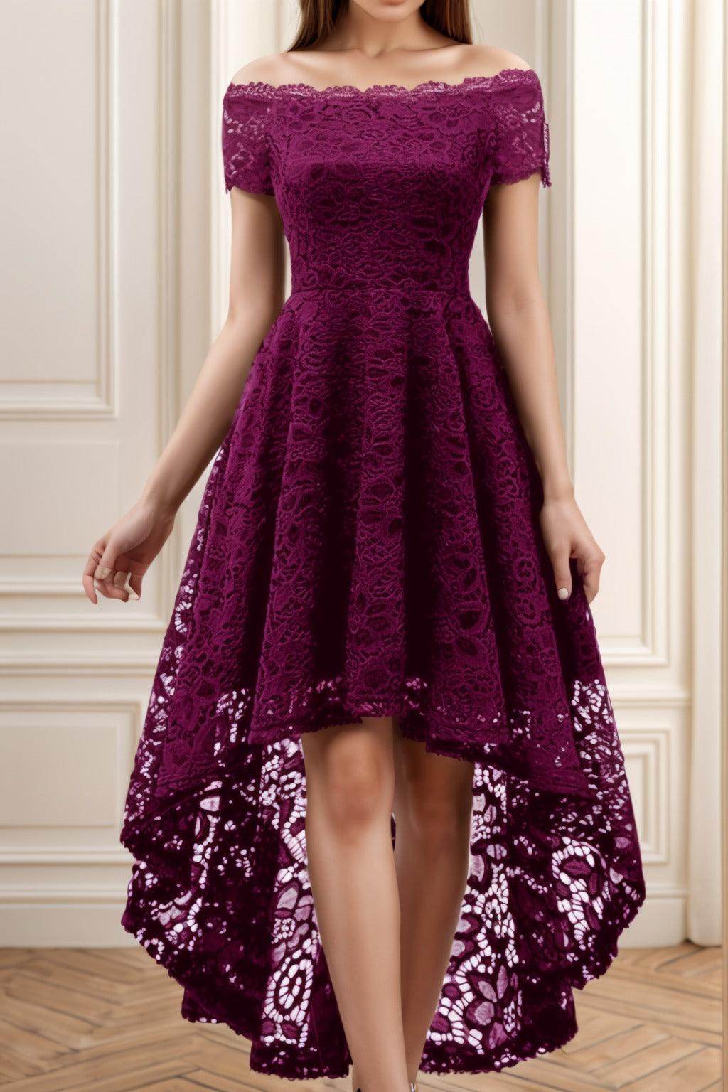A-Line High-Low Silk-Like Graduation Dresses COCOMELODY CS0562, Bitter Chocolate A-Line High-Low Silk-Like Graduation Dresses COCOMELODY CS0562, Bitter Chocolate