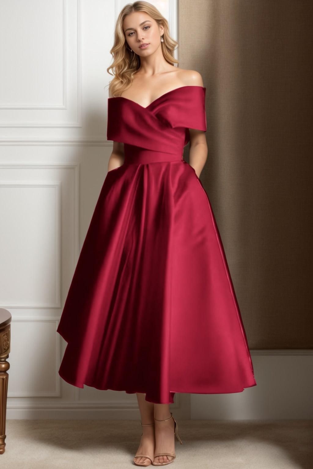 A-Line Ankle Length Satin Graduation Dresses CS0564 - COCOMELODY