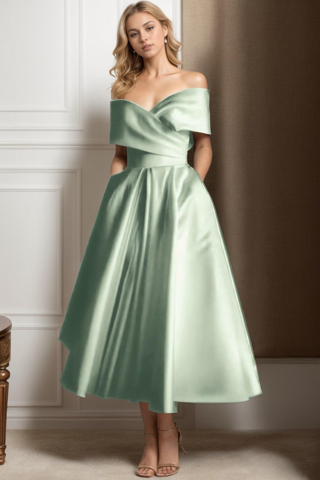 A-Line Ankle Length Satin Graduation Dresses CS0564 - COCOMELODY