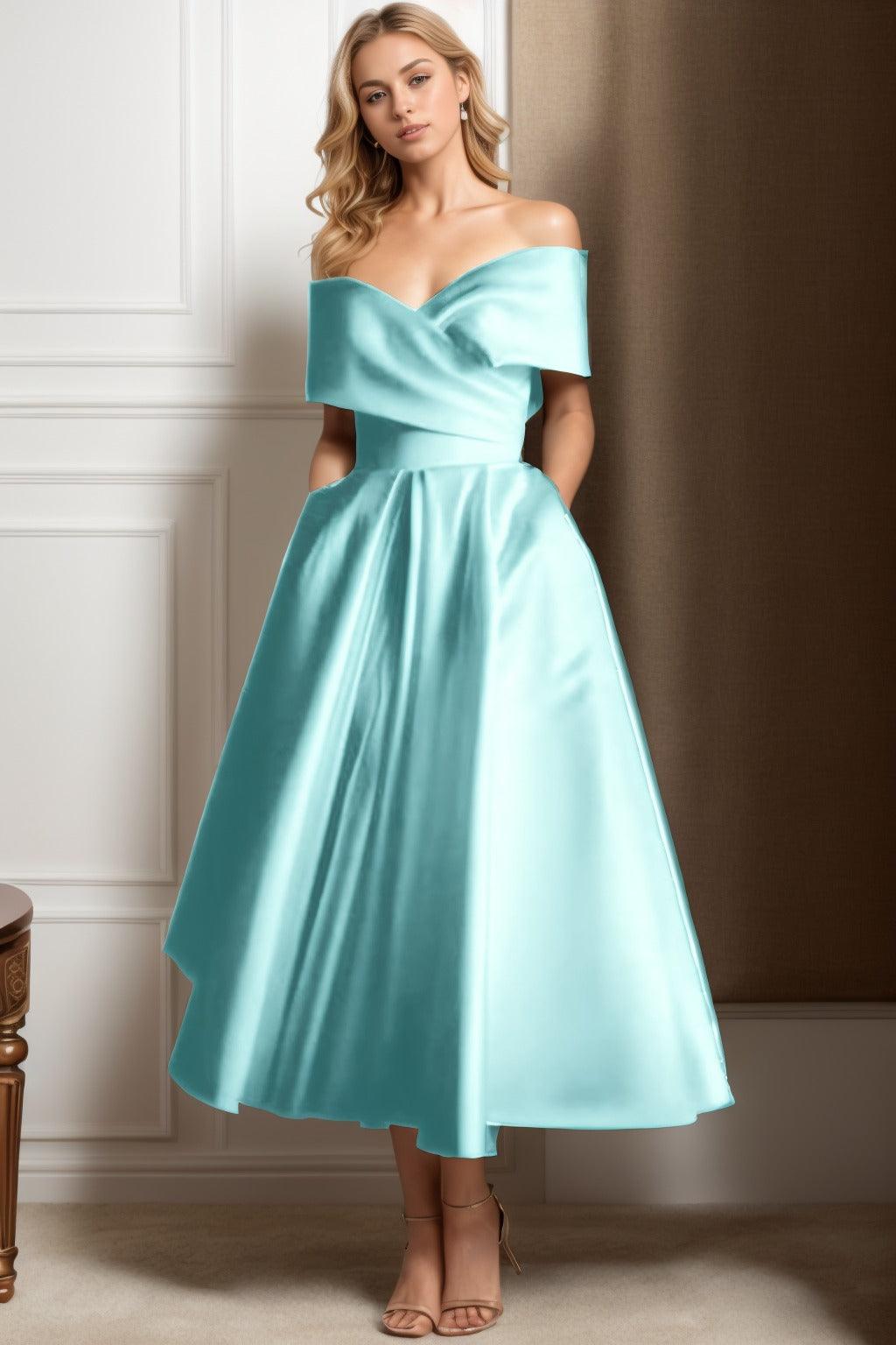 A-Line Ankle Length Satin Graduation Dresses CS0564 - COCOMELODY