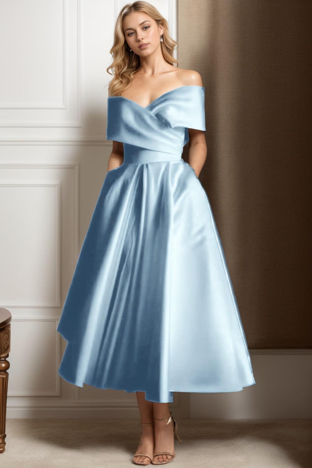A-Line Ankle Length Satin Graduation Dresses CS0564 - COCOMELODY