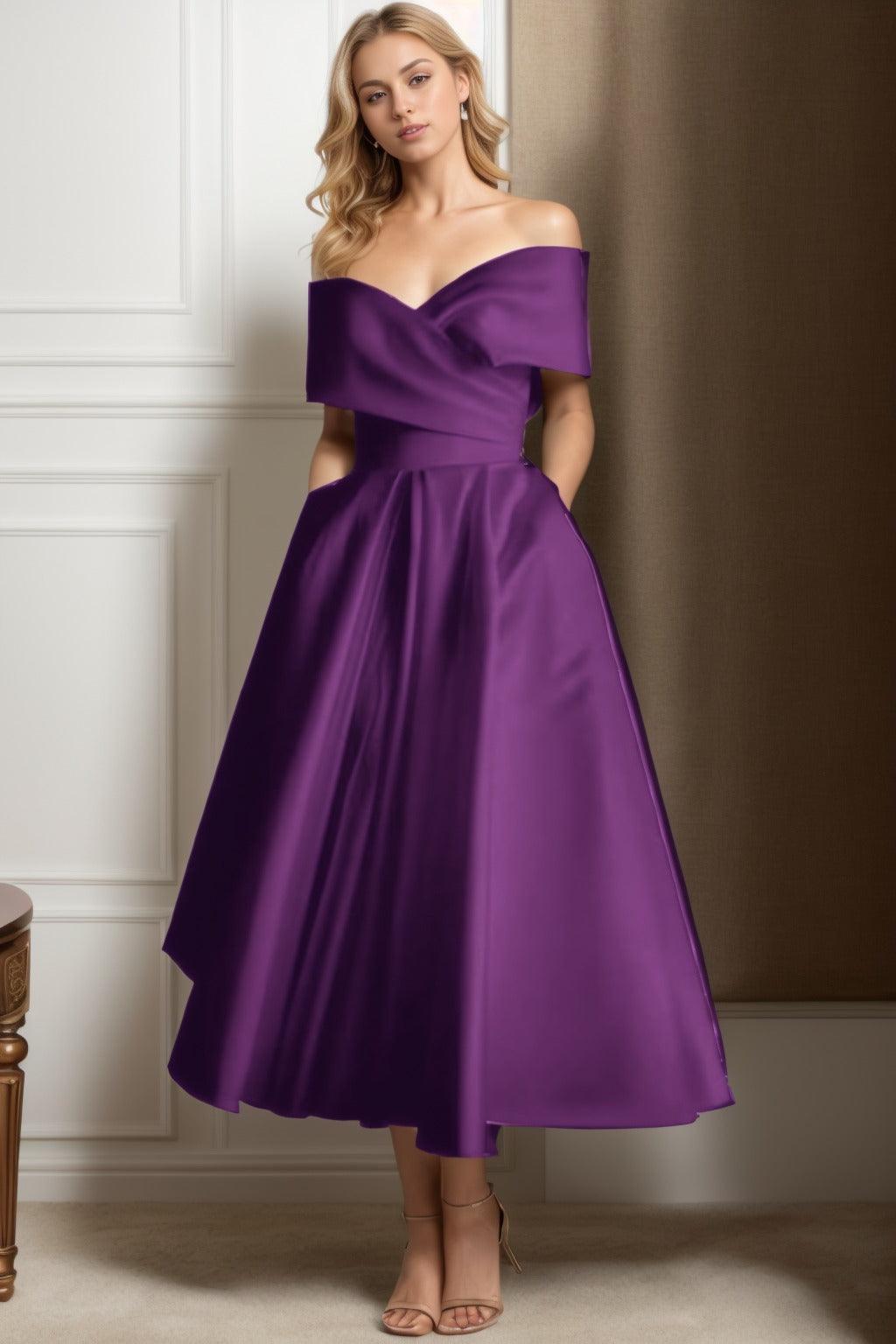 A-Line Ankle Length Satin Graduation Dresses CS0564 - COCOMELODY