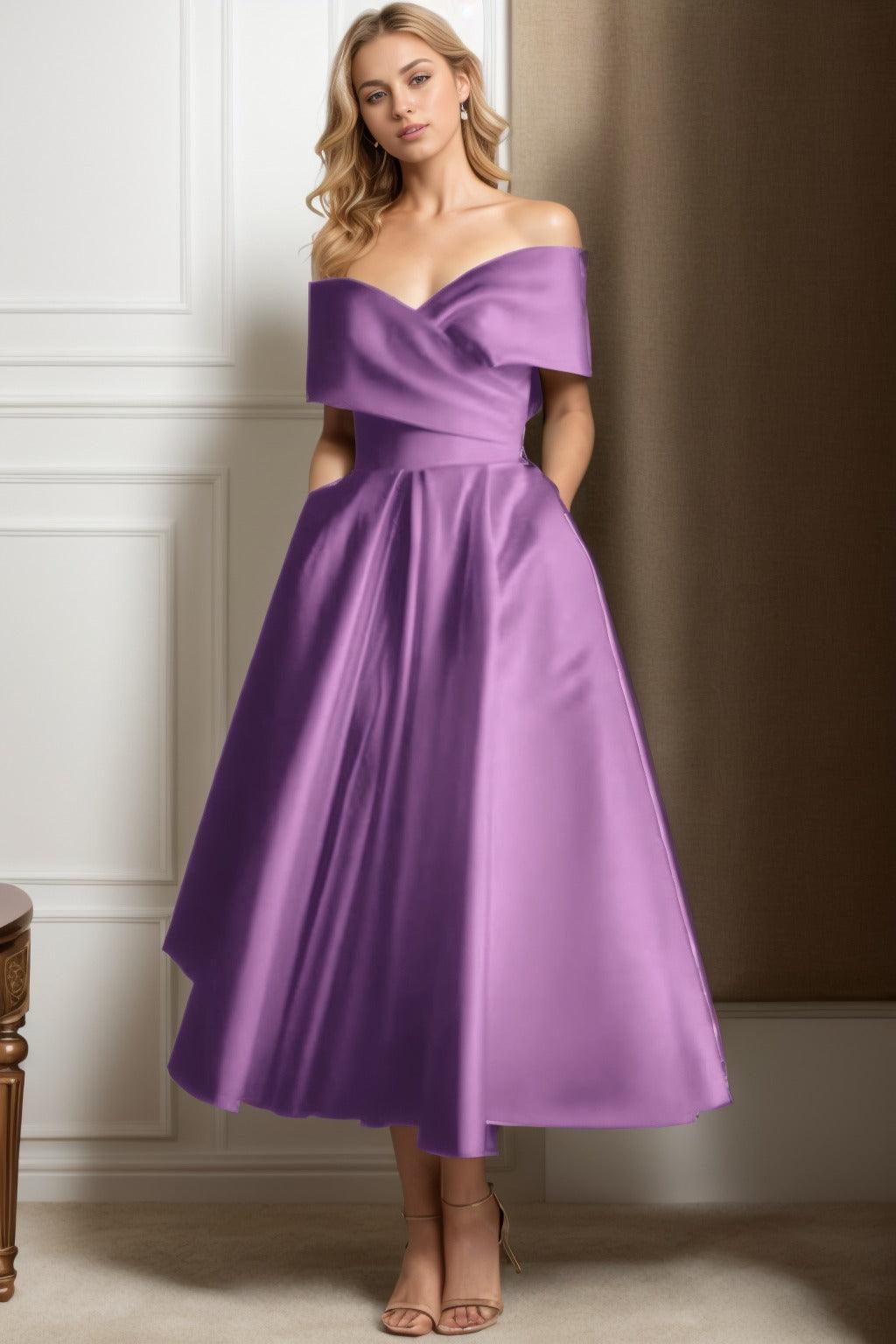 A-Line Ankle Length Satin Graduation Dresses CS0564 - COCOMELODY