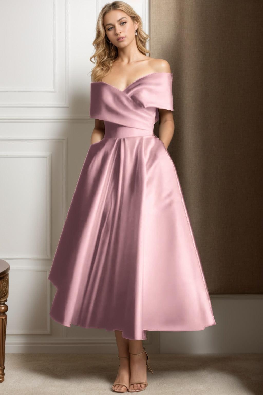 A-Line Ankle Length Satin Graduation Dresses CS0564 - COCOMELODY