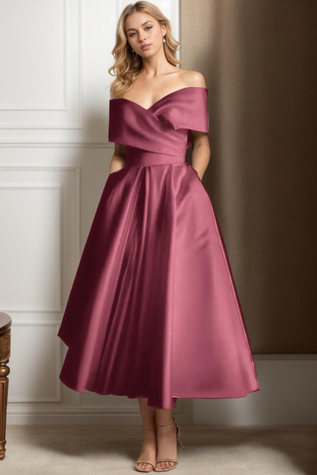 A-Line Ankle Length Satin Graduation Dresses CS0564 - COCOMELODY