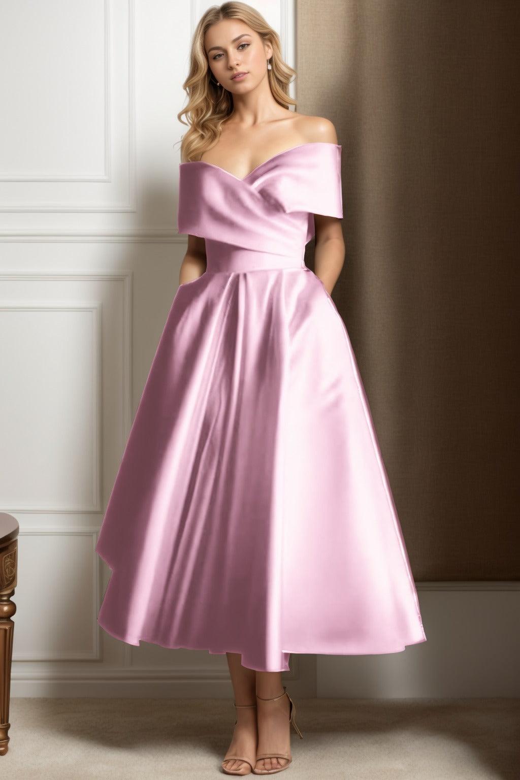 A-Line Ankle Length Satin Graduation Dresses CS0564 - COCOMELODY