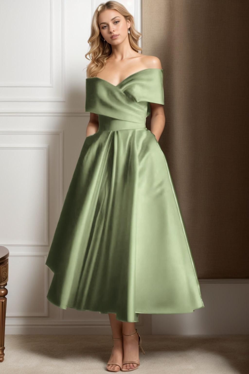 A-Line Ankle Length Satin Graduation Dresses CS0564 - COCOMELODY