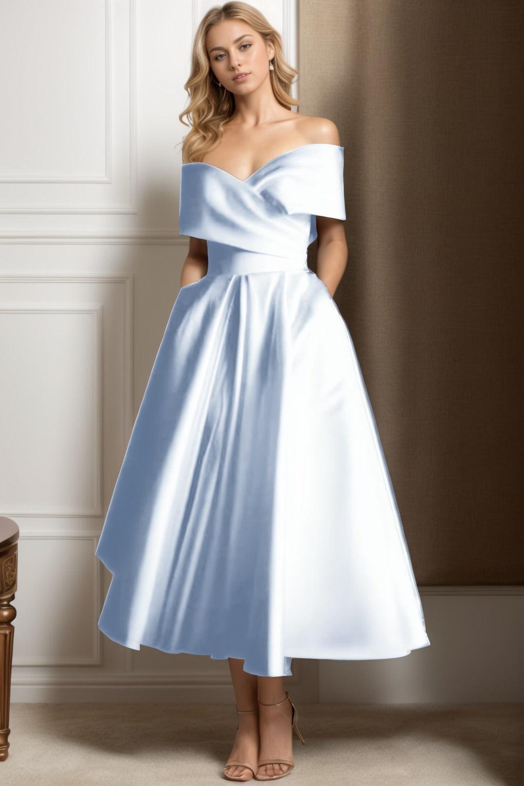 A-Line Ankle Length Satin Graduation Dresses CS0564 - COCOMELODY