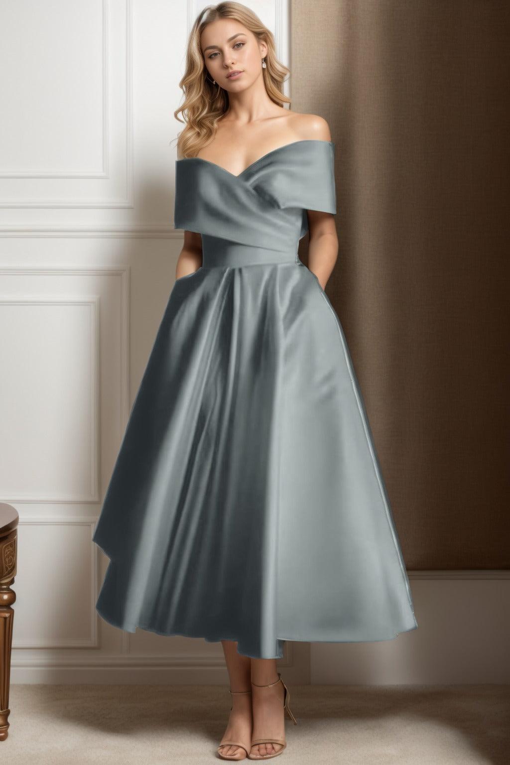 A-Line Ankle Length Satin Graduation Dresses CS0564 - COCOMELODY