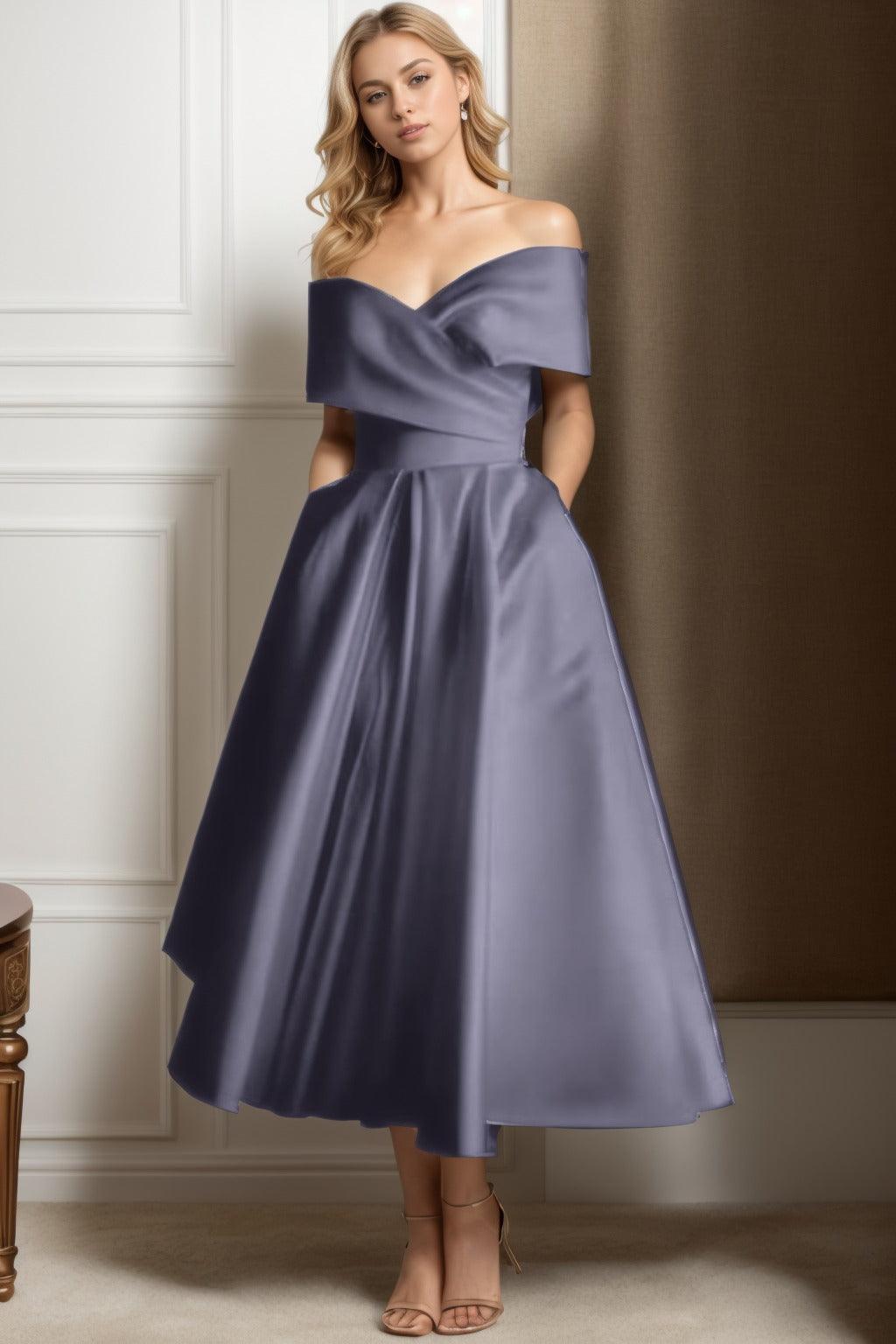 A-Line Ankle Length Satin Graduation Dresses CS0564 - COCOMELODY