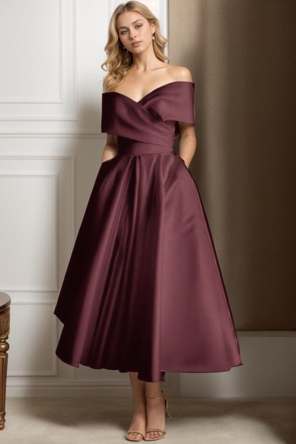 A-Line Ankle Length Satin Graduation Dresses CS0564 - COCOMELODY