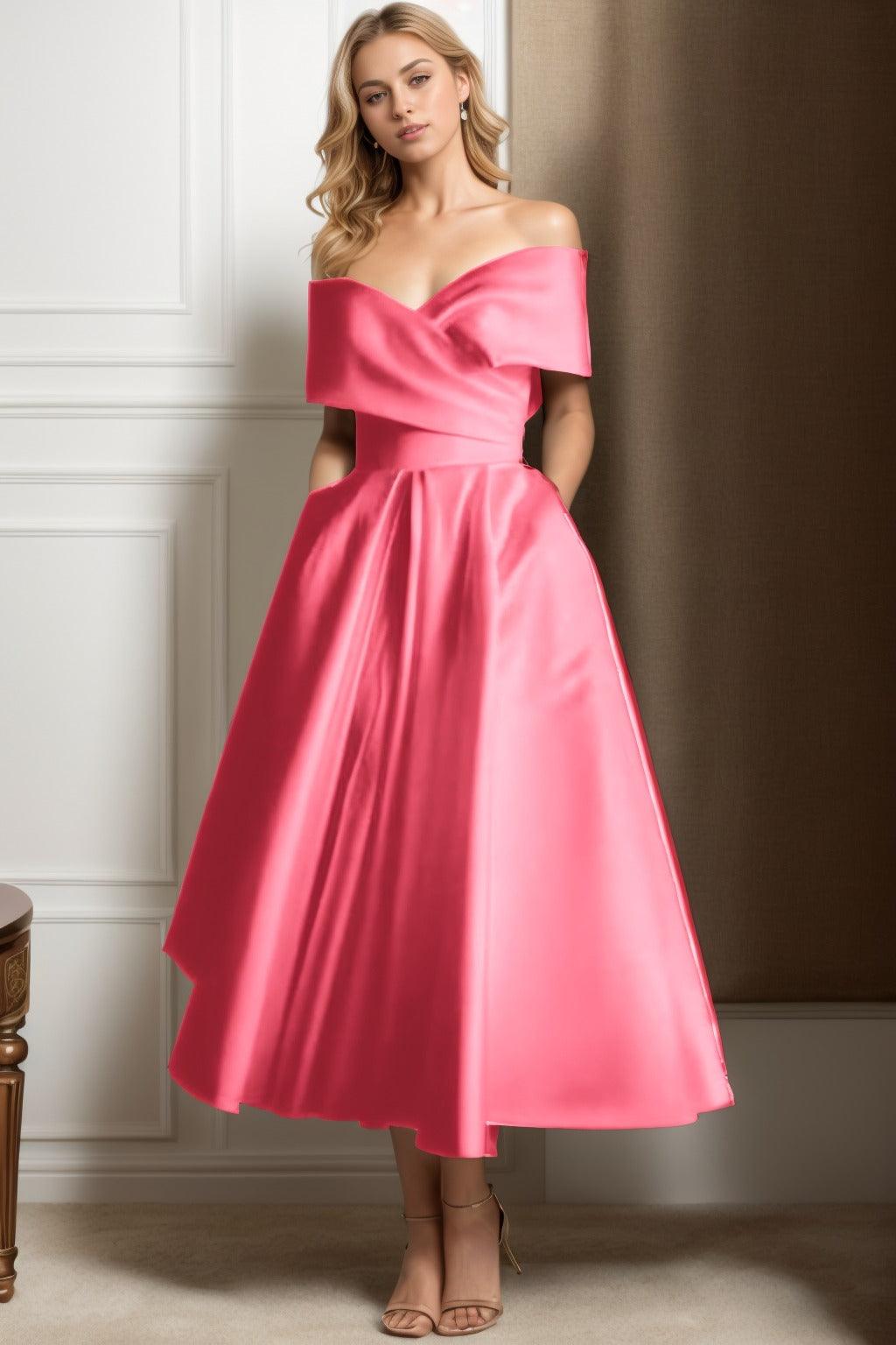 A-Line Ankle Length Satin Graduation Dresses CS0564 - COCOMELODY