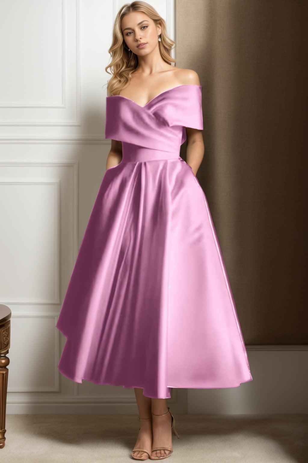 A-Line Ankle Length Satin Graduation Dresses CS0564 - COCOMELODY